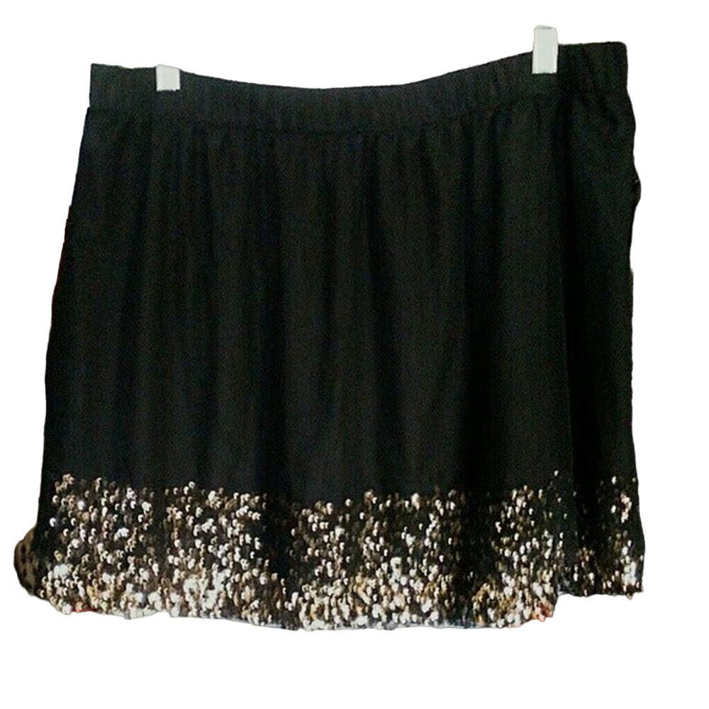 Mossimo Size S Black/Ebony Mini skirt with Netting and Gold Sequin NWT